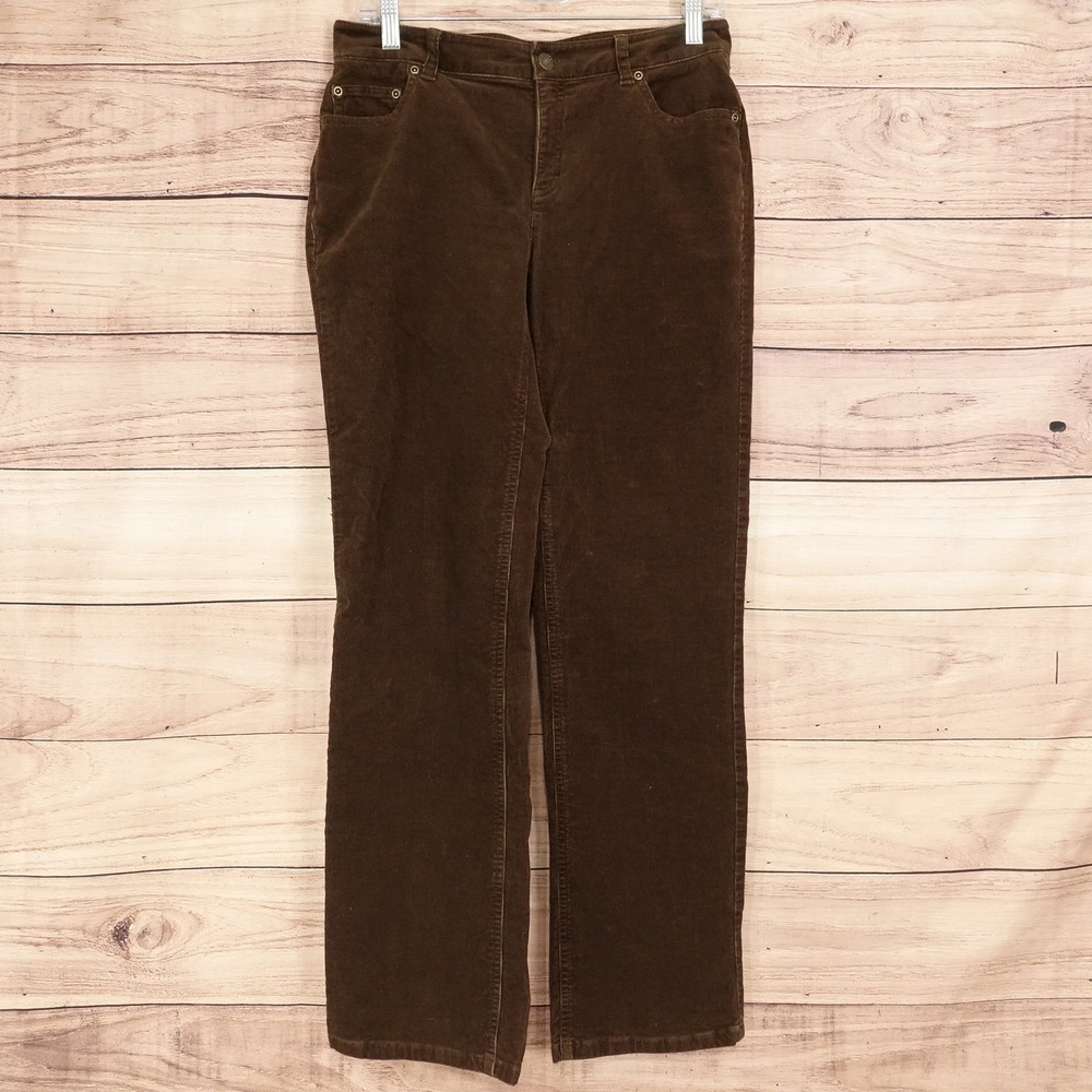 Charter Club Pants Womens 4 Brown Corduroy Slim Straight Khakis Stretch 30x30